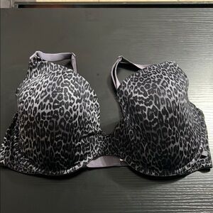 Victoria's Secret Black and Gray Animal Print Bra with Underwire Support